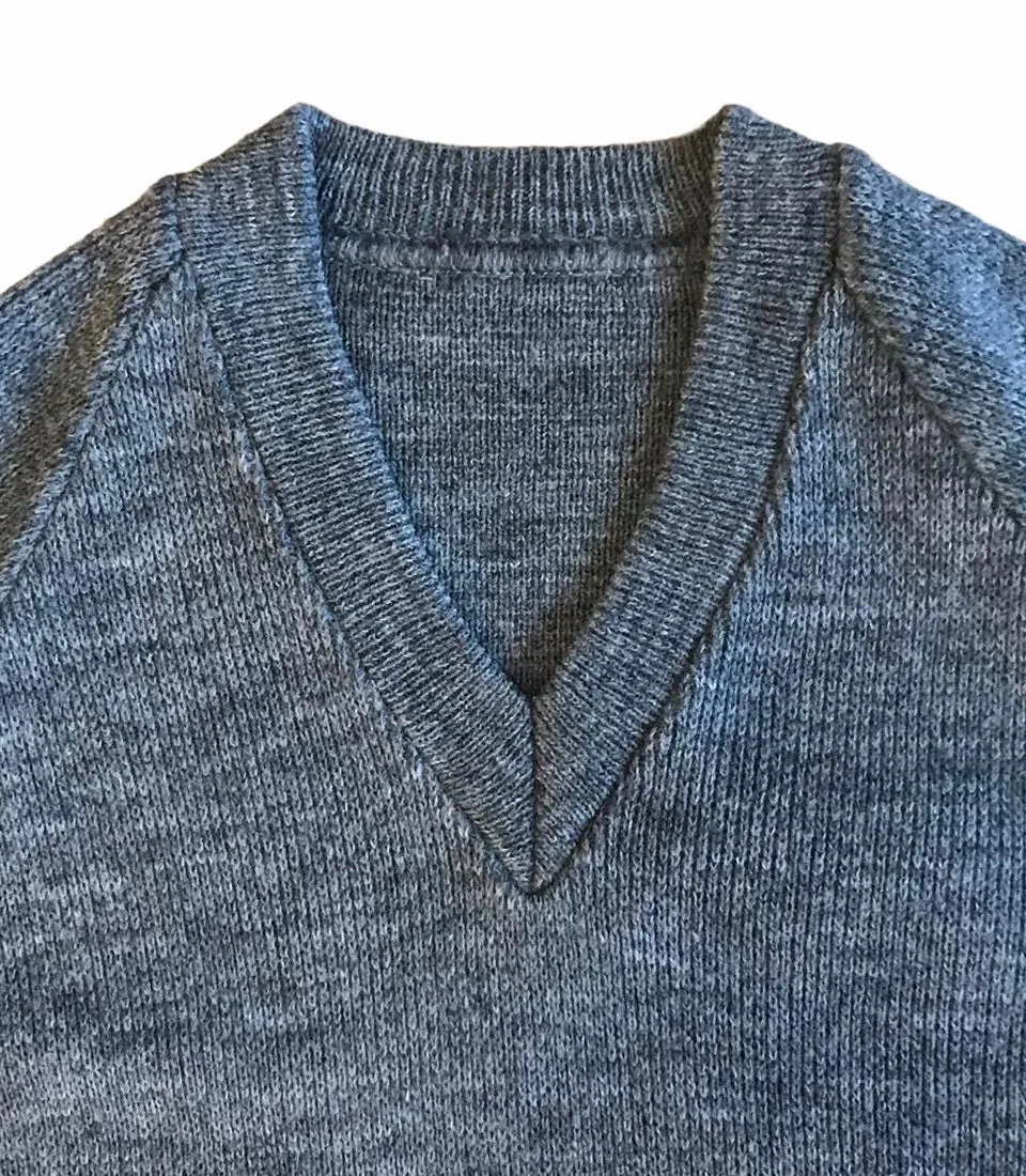 1960's Children's Dark Grey V-Neck Jumper / 4-5 Years