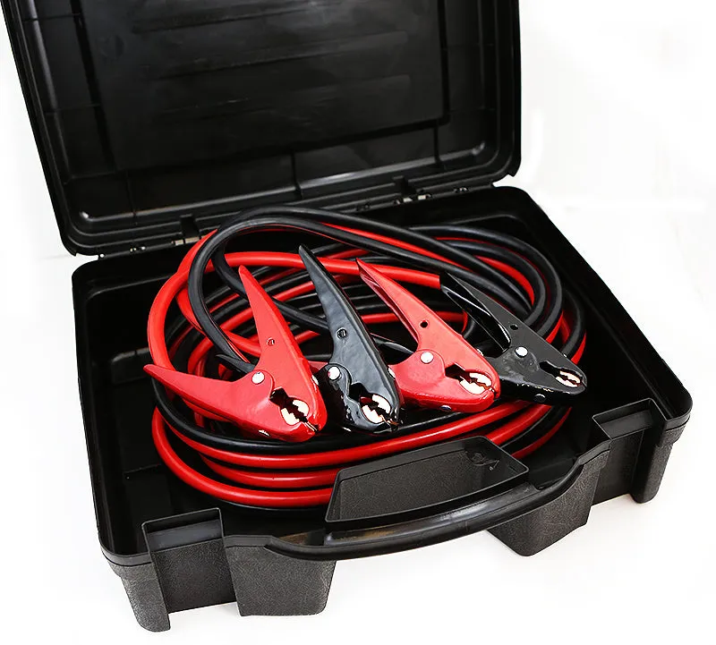 2 Gauge Booster Jumper Cables 25FT Heavy Duty Parrot Jaw Clamps with Carrying Case