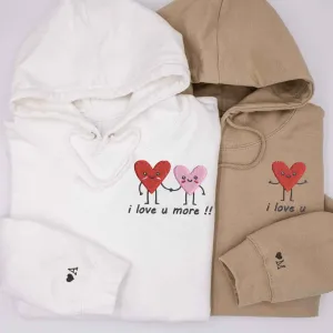 Adorable "I Love You, I Love You More" Matching Couple Hoodies Set