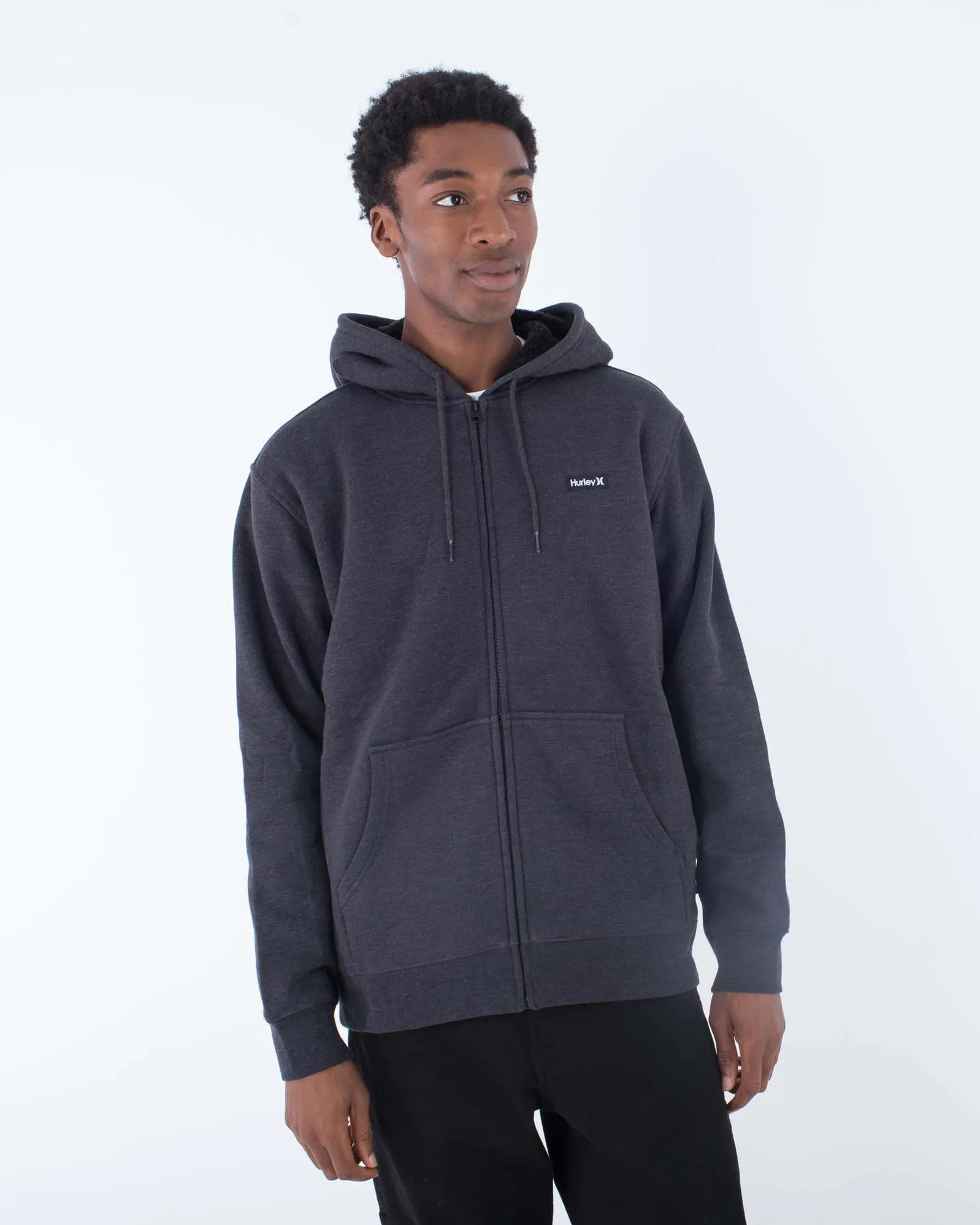 Alps Zip Fleece Hooded Jacket in Heather Black