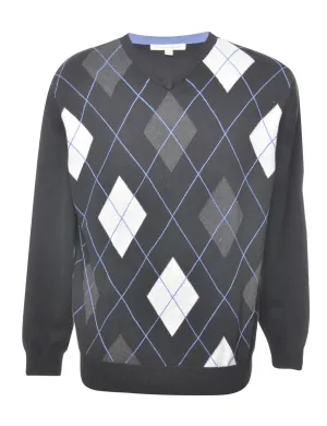 Argyle Black Classic Jumper - M