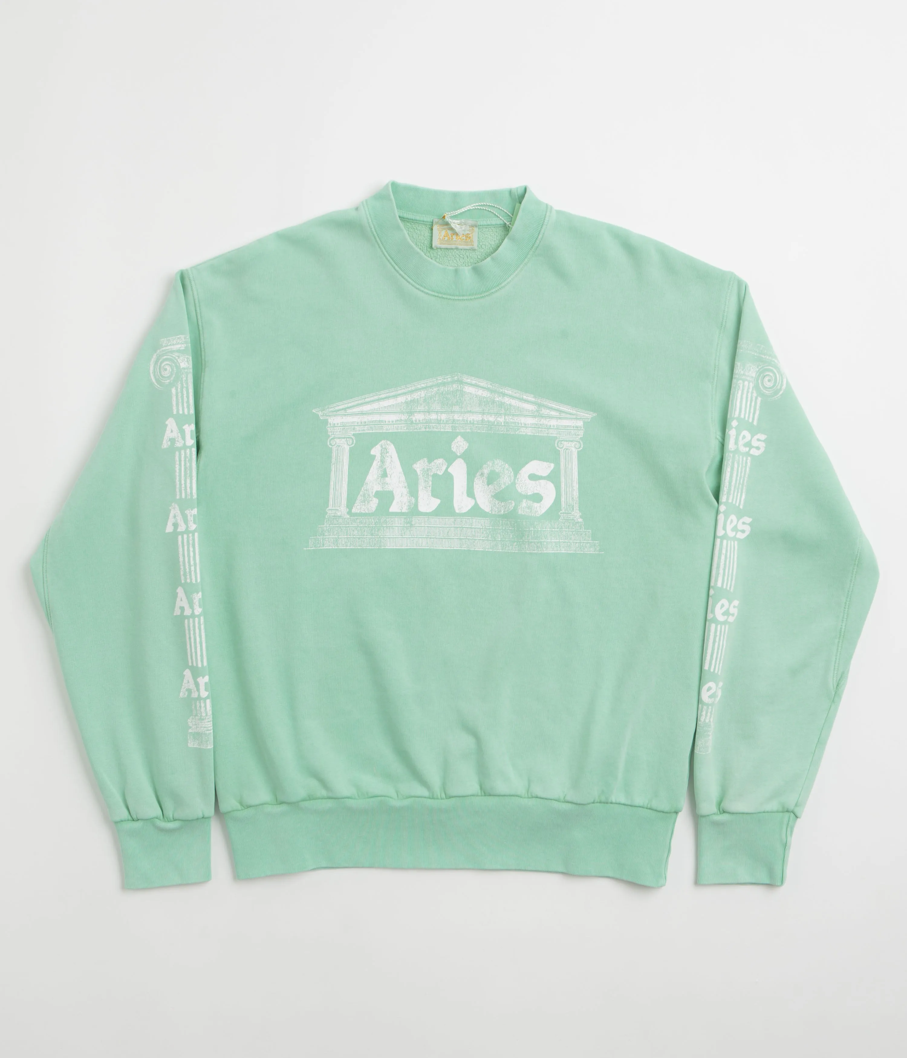 Aries Aged Ancient Column Crewneck Sweatshirt - Aqua