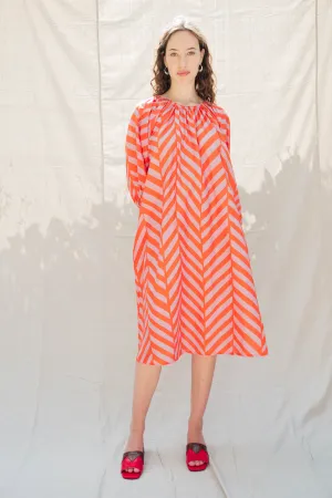 Ballad Dress - Tomato/Orchid Chevron