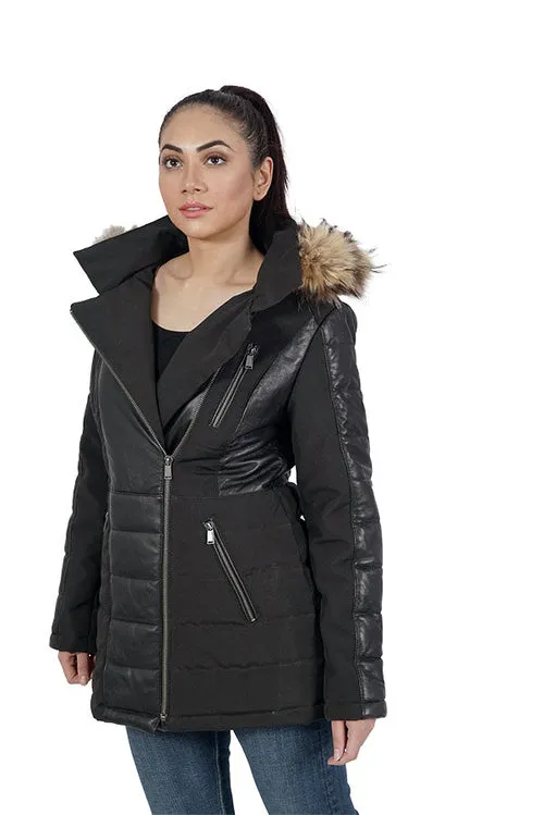 Bella Faux Fur Black Hooded Jacket