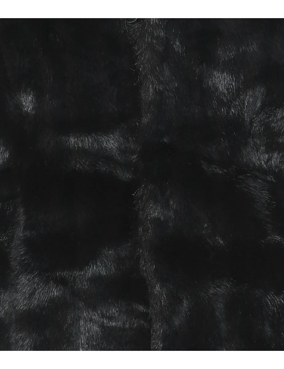 Black Classic Faux Fur Coat - L