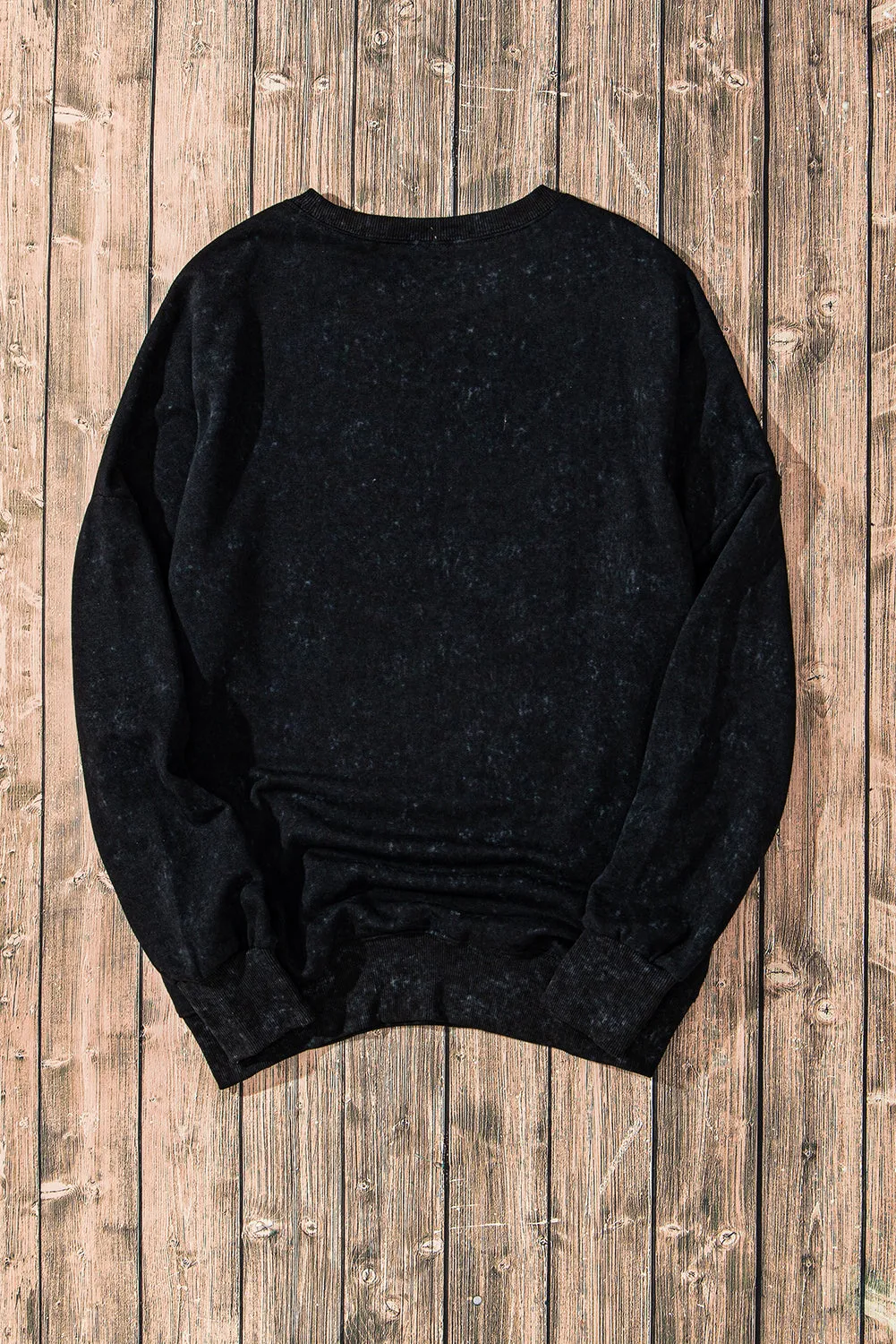 Black Drop Shoulder Ribbed Trim Oversized Sweatshirt