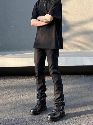 Black Slim Straight Pants