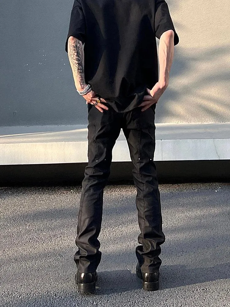 Black Slim Straight Pants