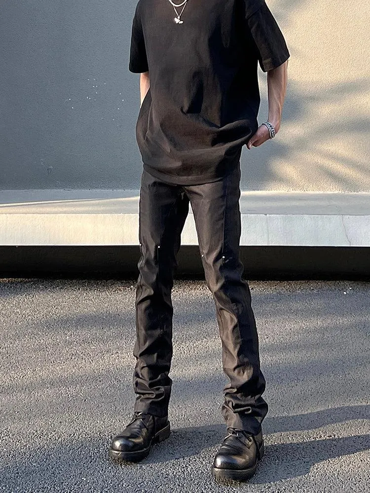 Black Slim Straight Pants