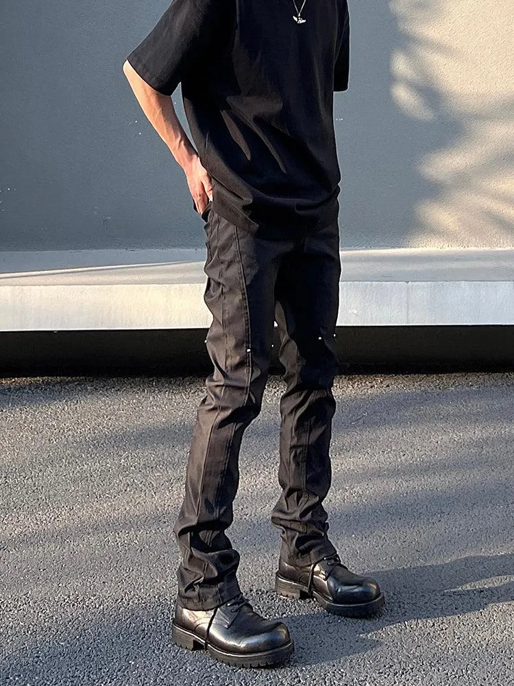 Black Slim Straight Pants