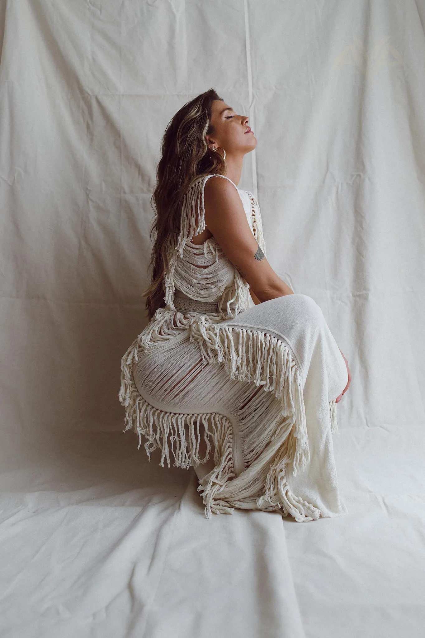 Boho Beach Wedding Dress • Bohemian Wedding Dress Hand Loomed with Tassels