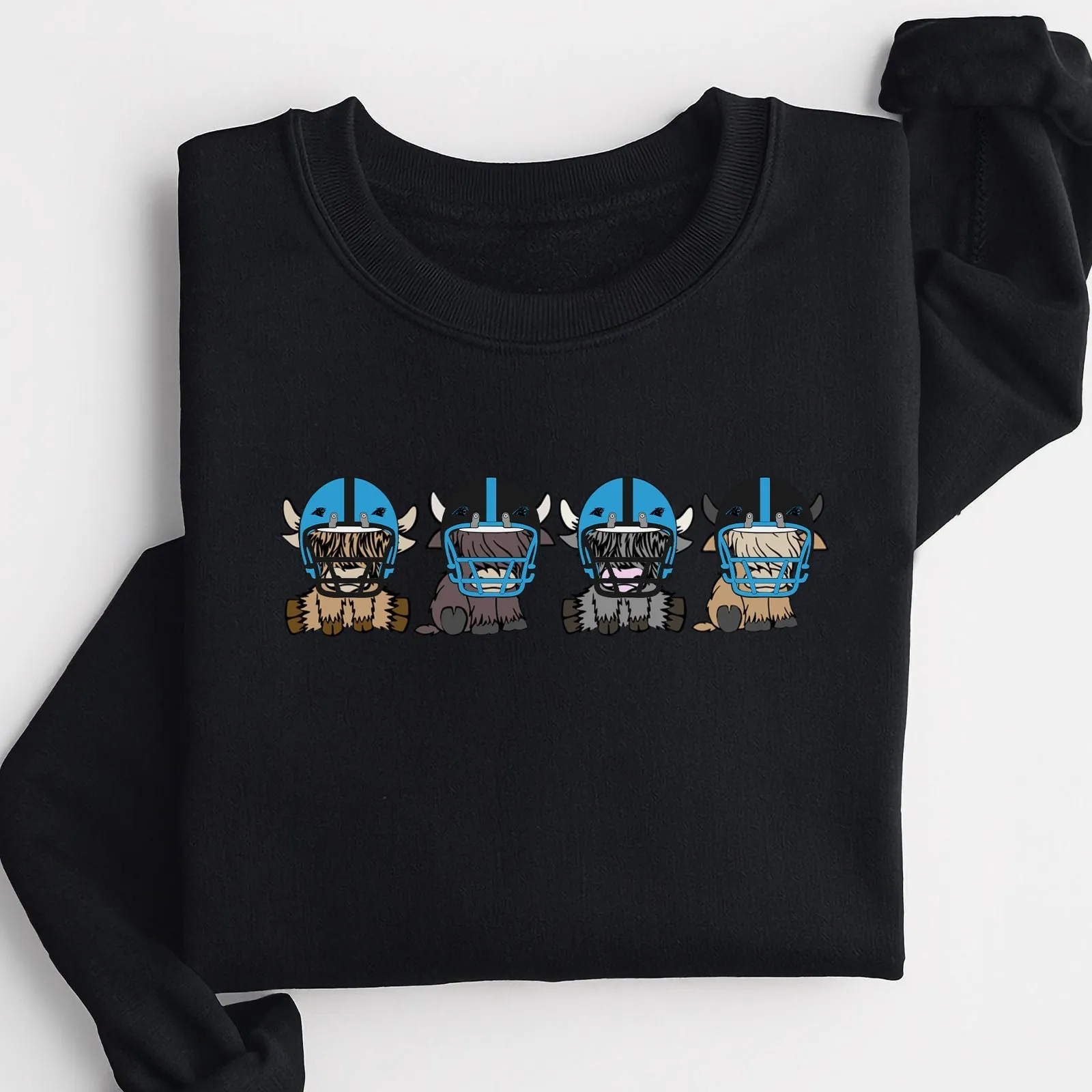 Carolina Panthers Highland Cow Football Team Football Lovers Gift Unisex Crewneck Hoodie Sweatshirt