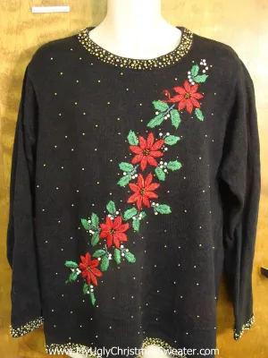 Cheap Poinsettias Ugly Christmas Sweater