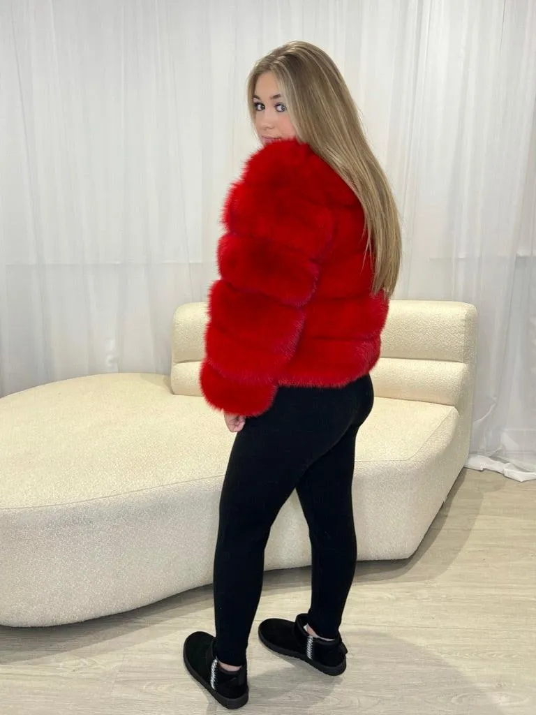 Childrens Red Luxury Fur Coat