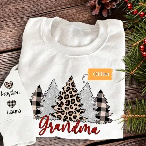 Christmas Trees With Lights Grandma Shirt, Christmas Sweatshirt, Glitter Sweatshirt