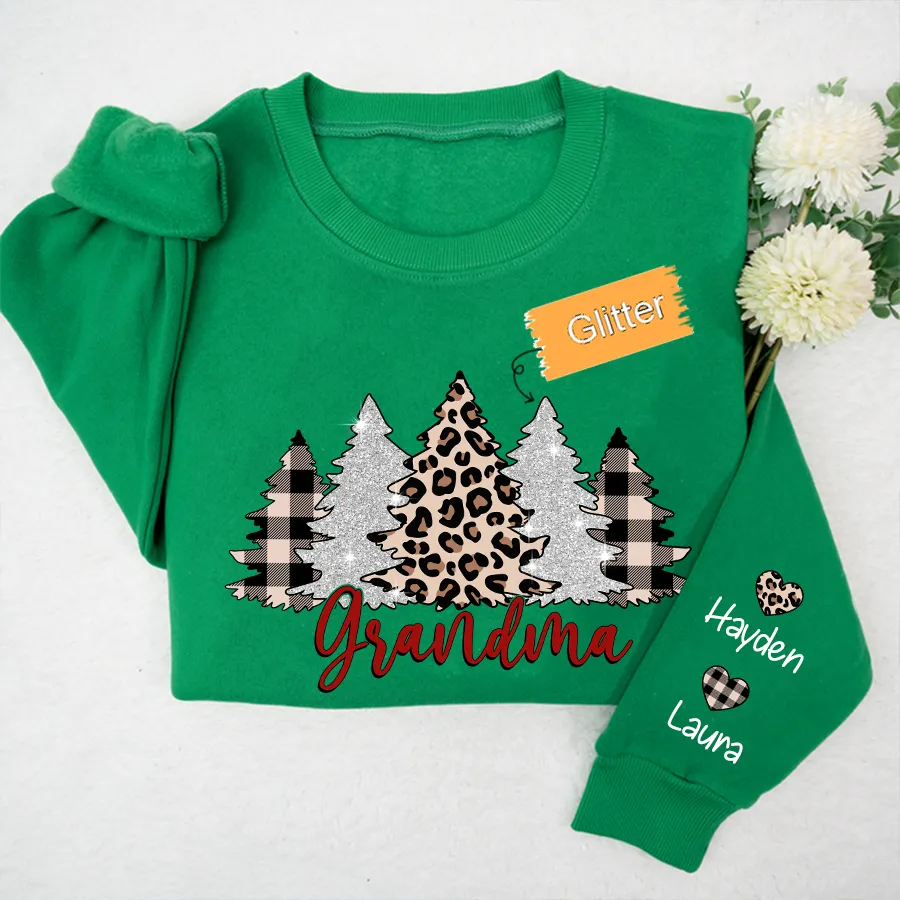 Christmas Trees With Lights Grandma Shirt, Christmas Sweatshirt, Glitter Sweatshirt