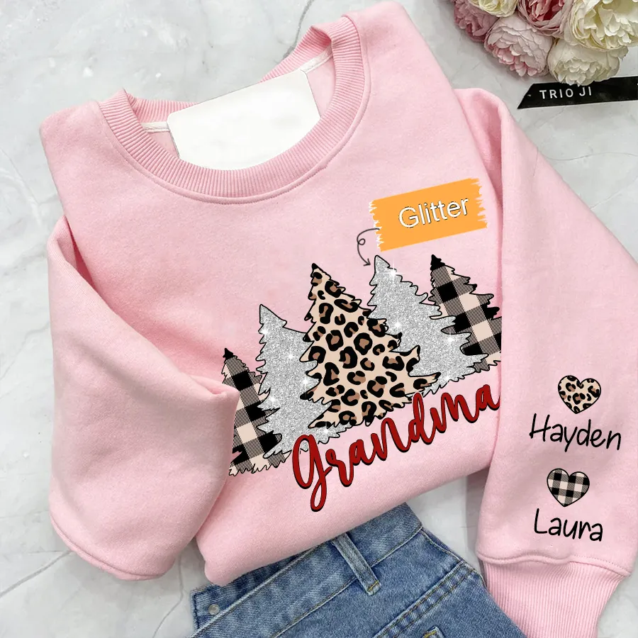 Christmas Trees With Lights Grandma Shirt, Christmas Sweatshirt, Glitter Sweatshirt