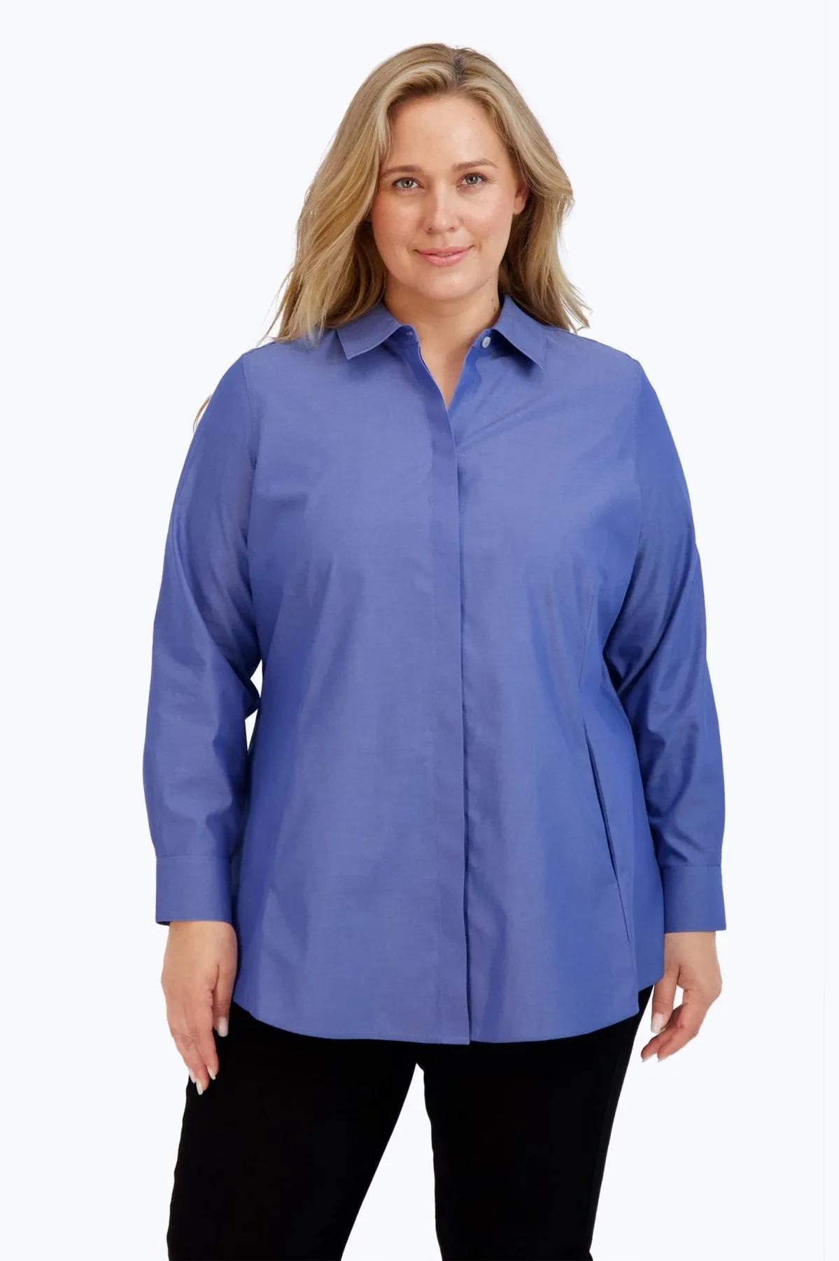 Cici Plus Pinpoint No Iron Long Sleeve Tunic