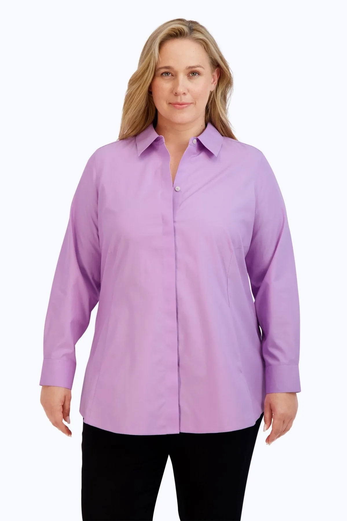 Cici Plus Pinpoint No Iron Long Sleeve Tunic