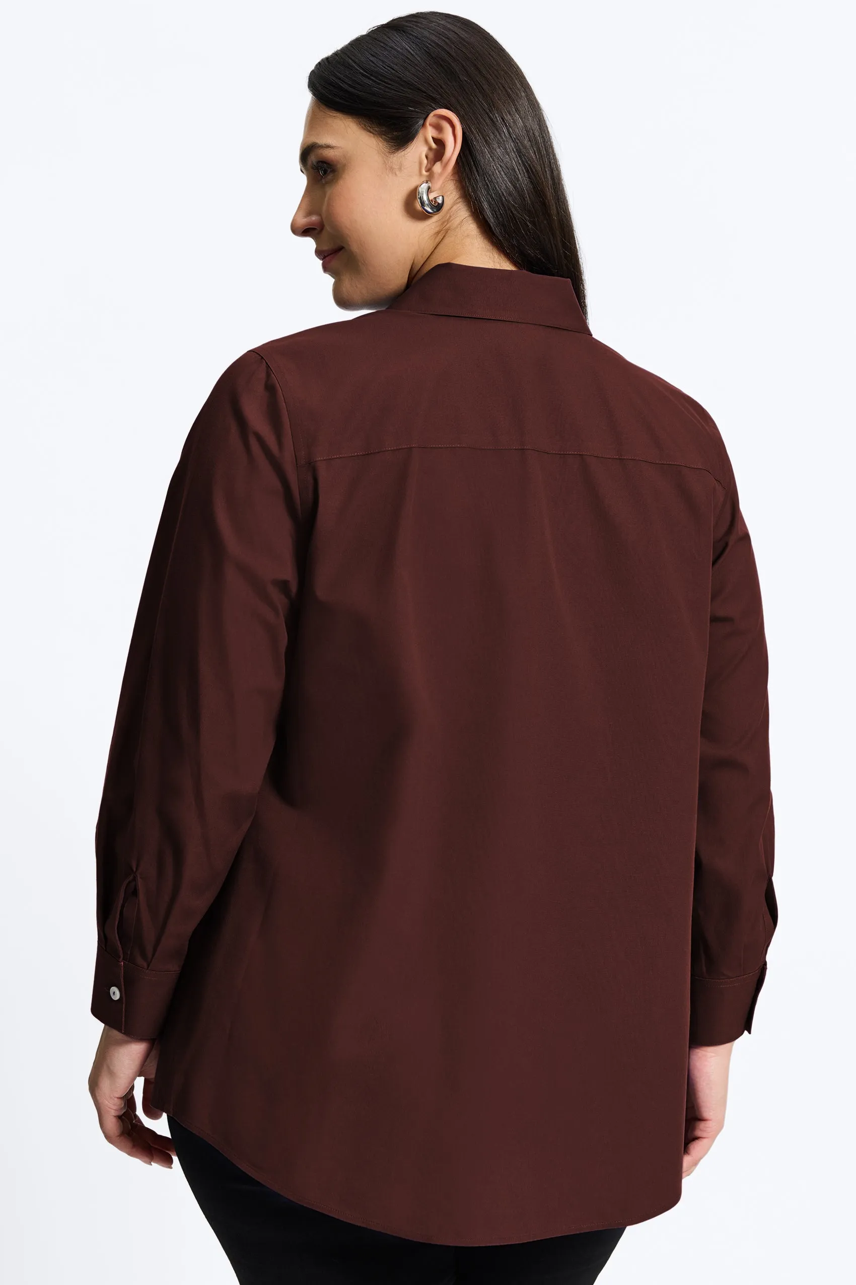 Cici Plus Pinpoint No Iron Long Sleeve Tunic