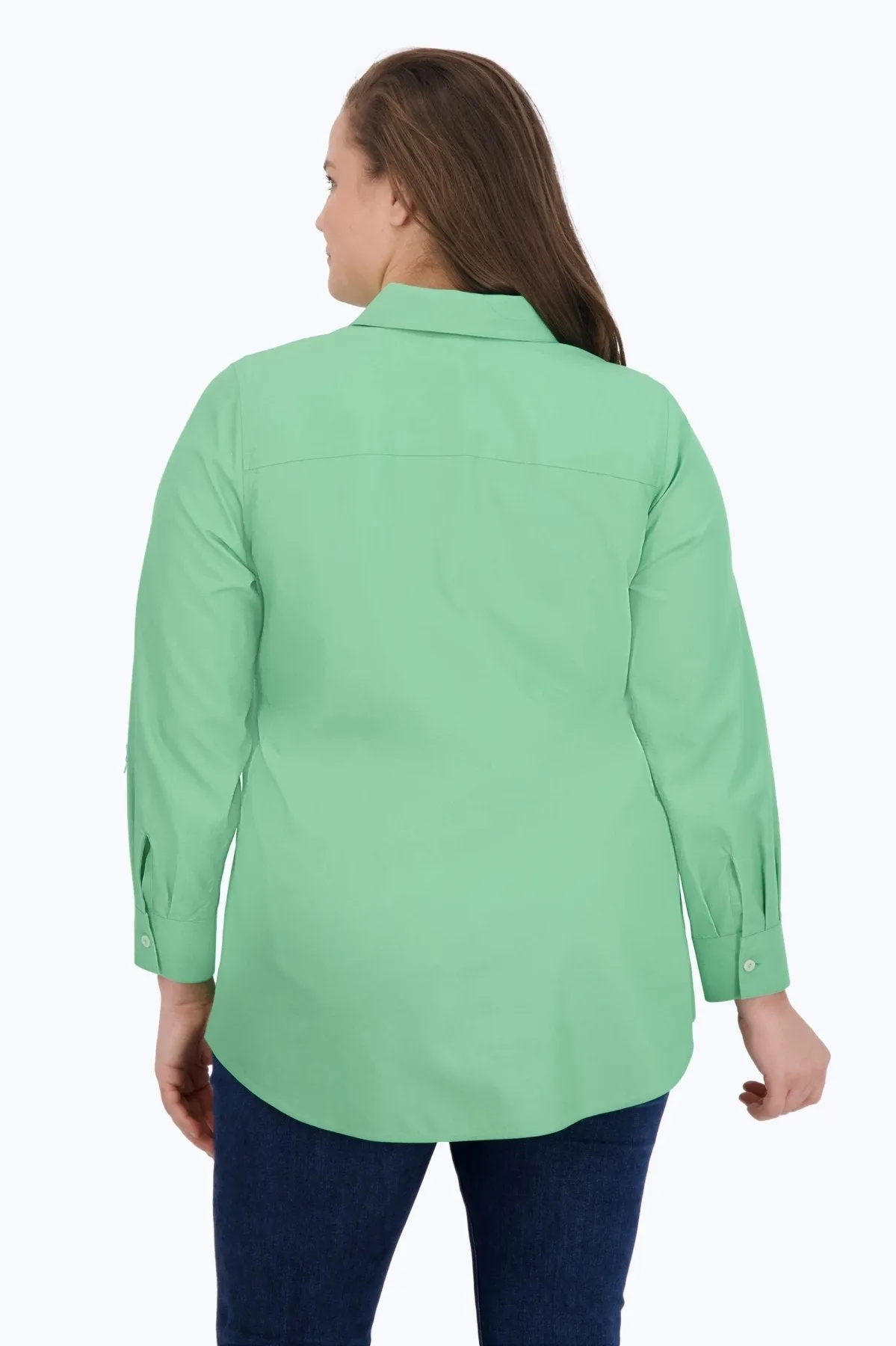 Cici Plus Pinpoint No Iron Long Sleeve Tunic