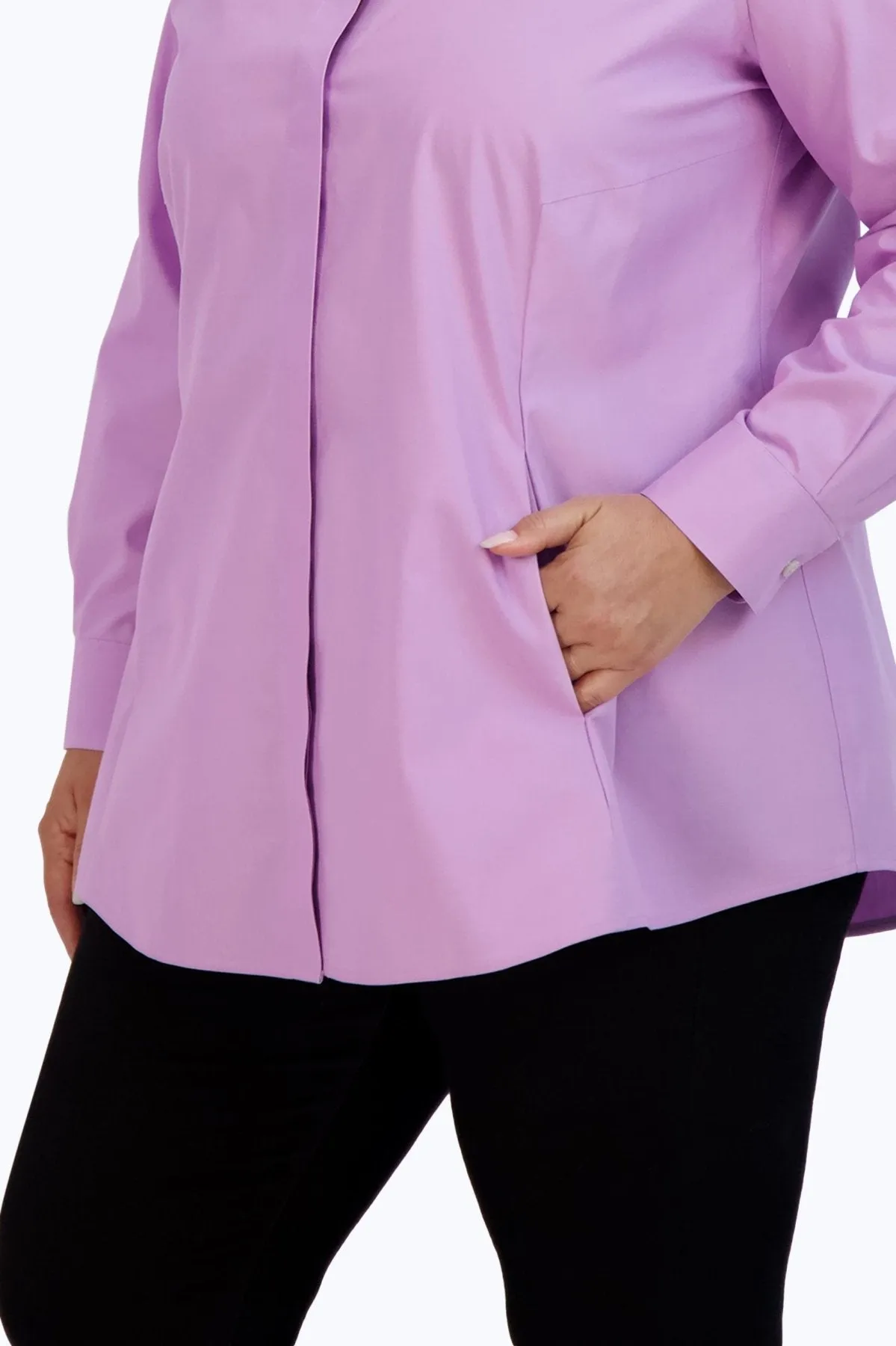 Cici Plus Pinpoint No Iron Long Sleeve Tunic