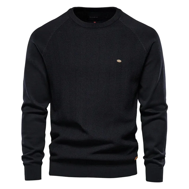 Cotton Drop Sleeve Sweater Men Casual Solid Color Basic Pullovers Knitted Sweaters Male New Winter Quality Mens Sweater