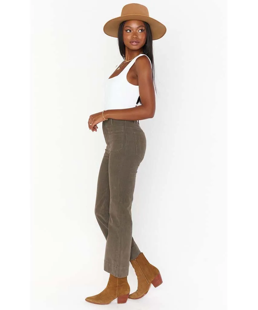 Crop Farrah Trouser Evergreen Corduroy