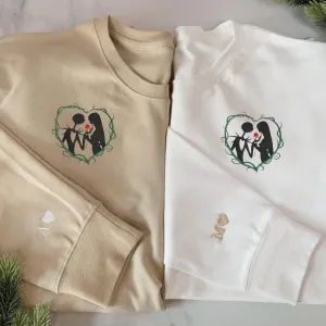 Custom Embroidered Skeleton Couple Matching Hoodies - Halloween Matching Hoodies