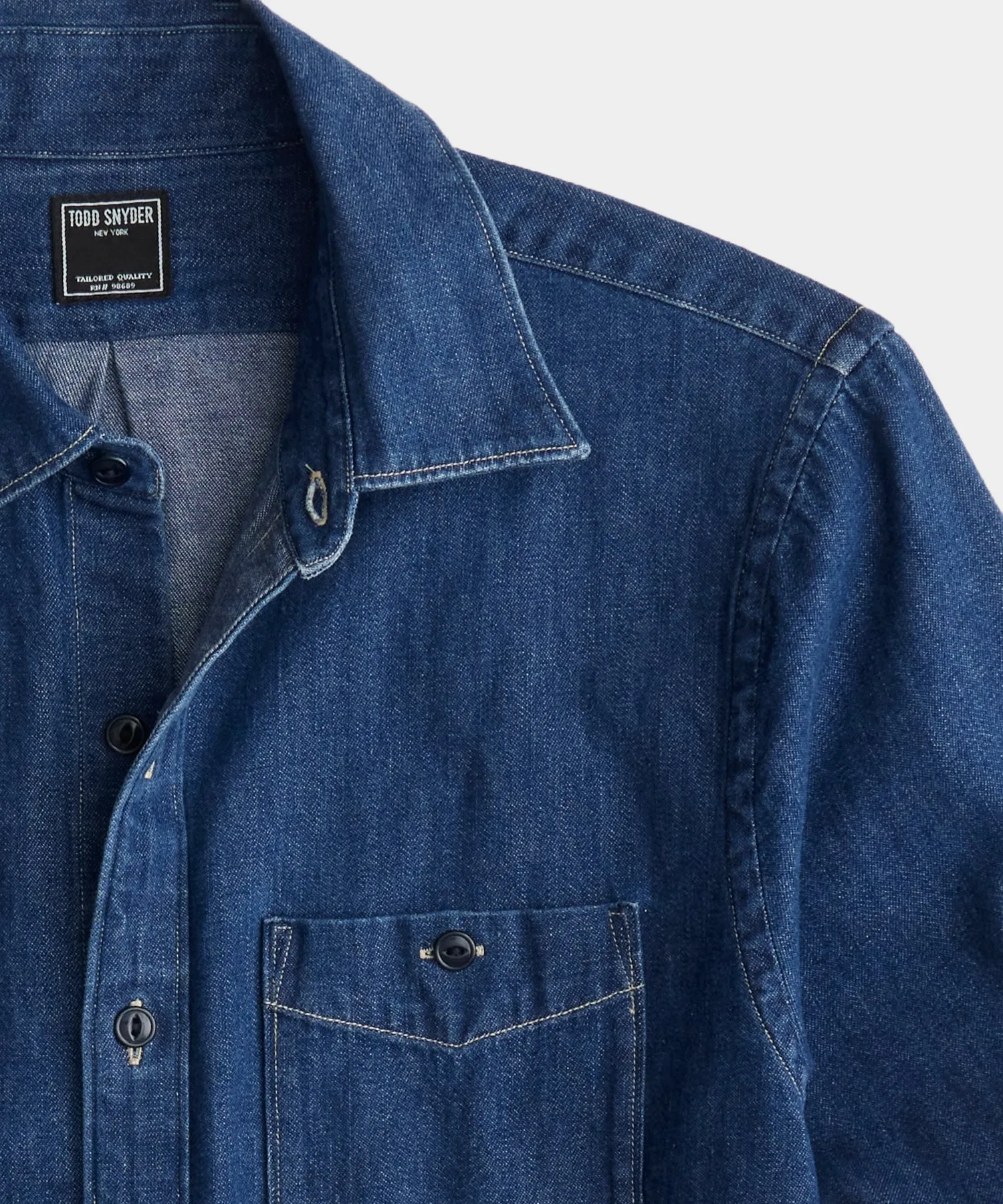 Denim Point Collar Shirt In Indigo