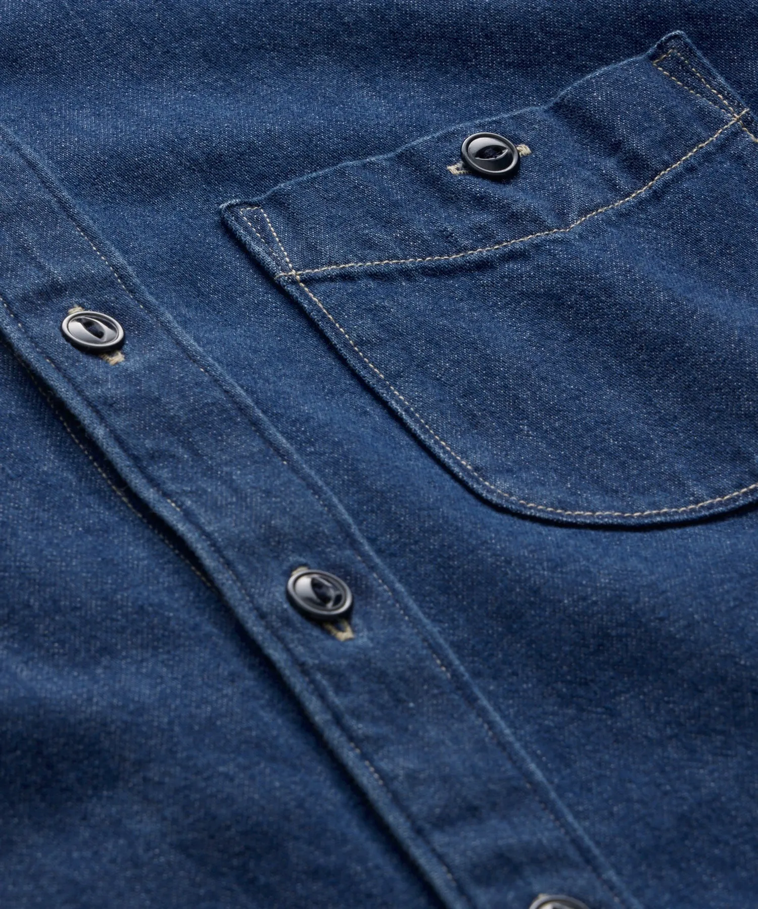 Denim Point Collar Shirt In Indigo