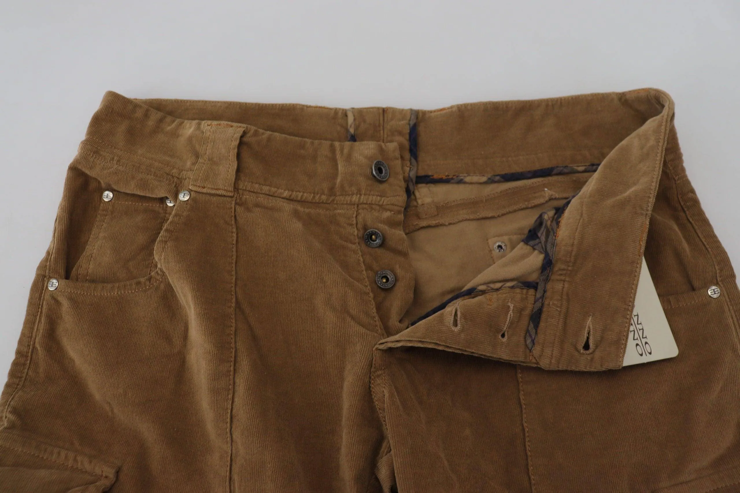 Ermanno Scervino Brown Cotton Corduroy Cargo Pants