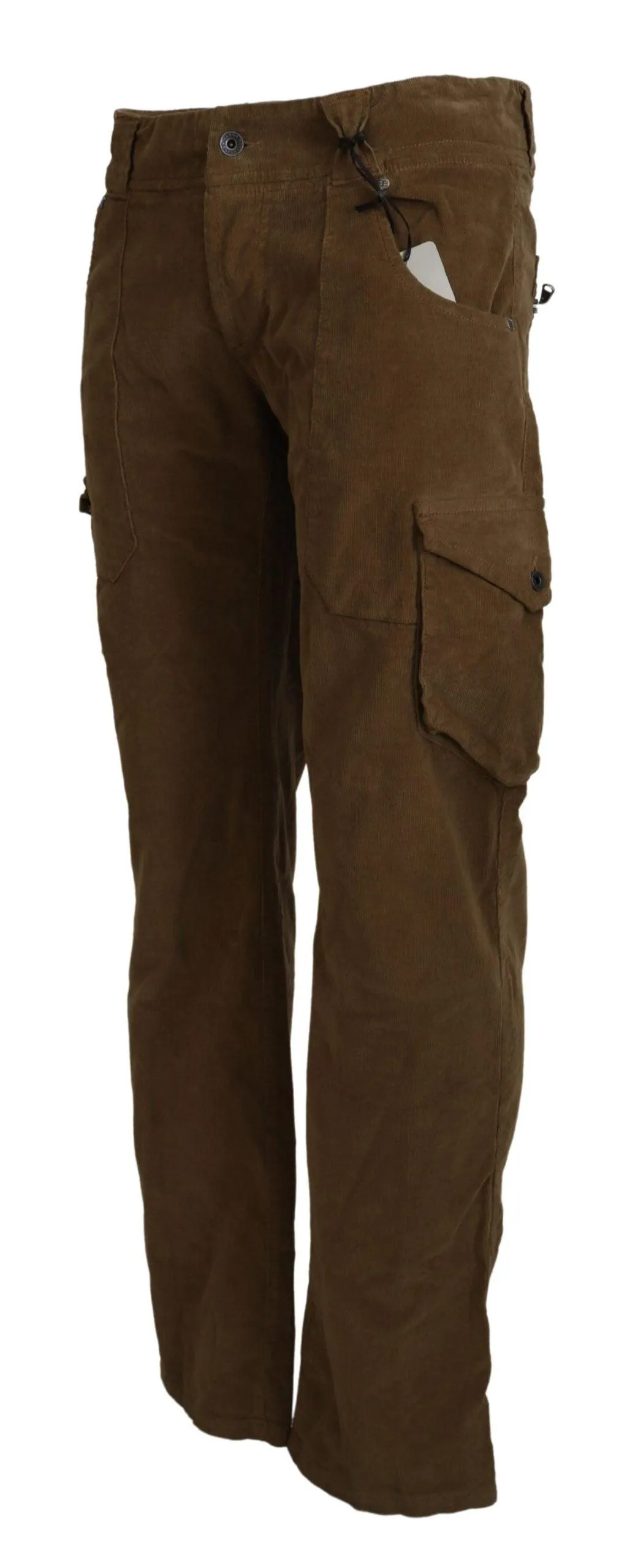 Ermanno Scervino Brown Cotton Corduroy Cargo Pants