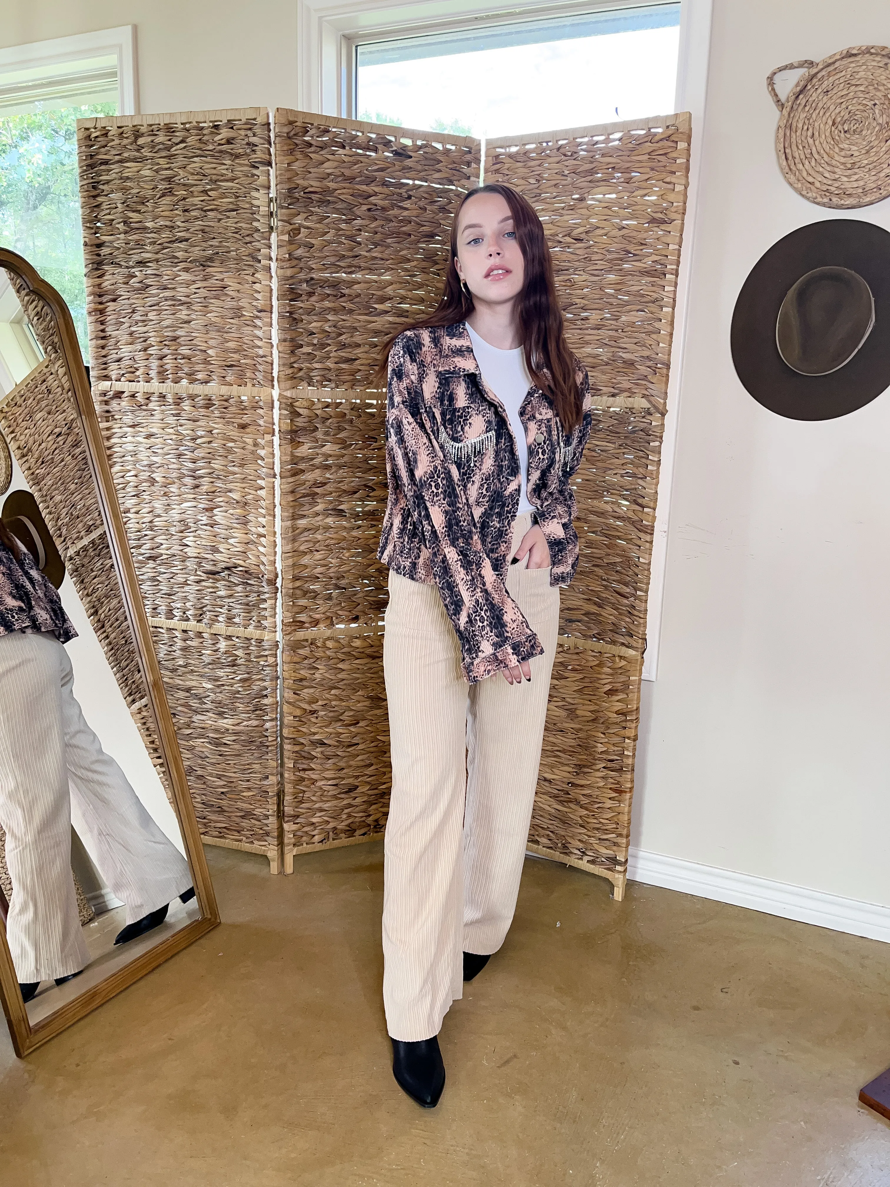 Favorable Day Wide Leg Corduroy Pants in Beige