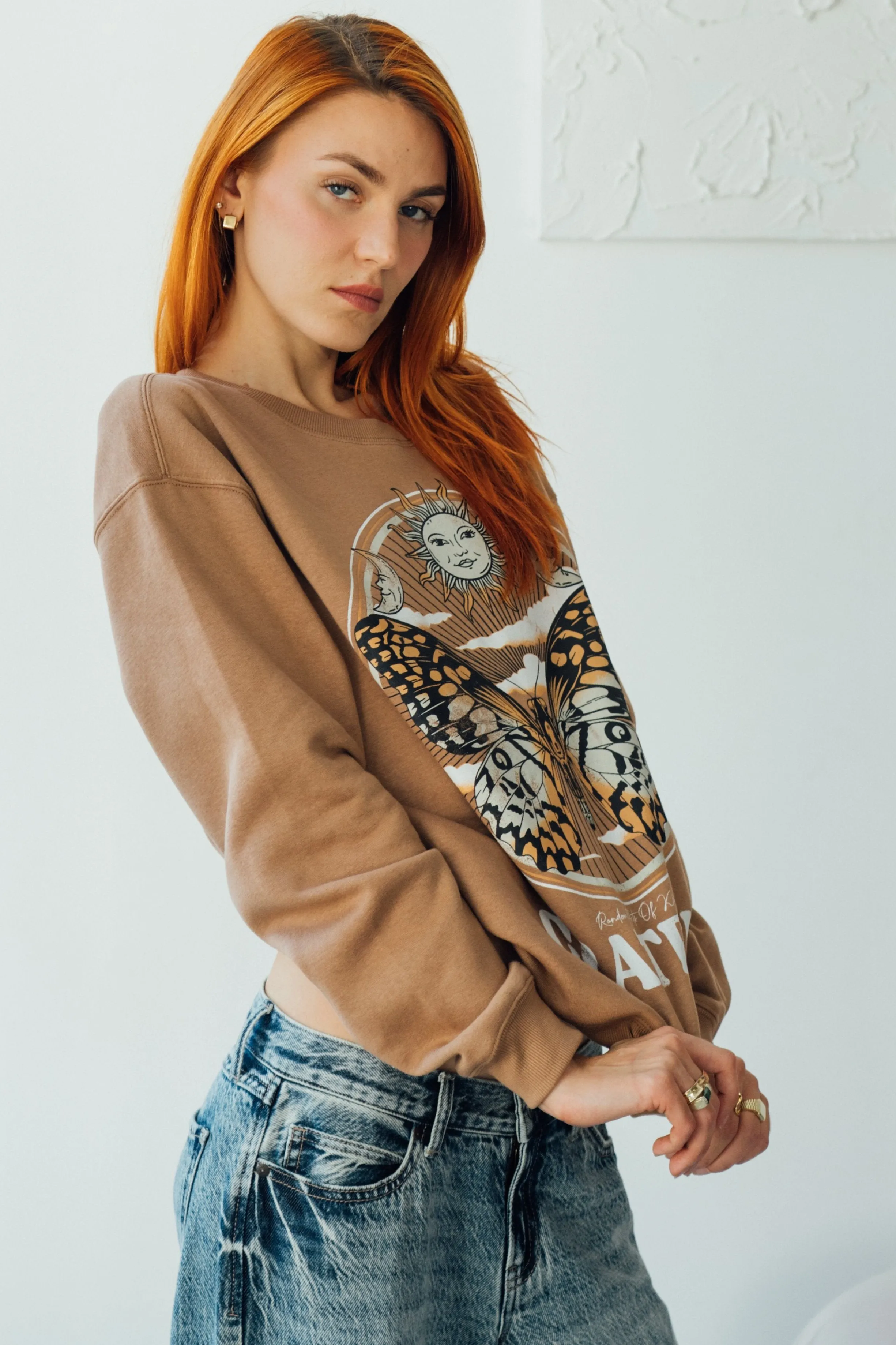 Grateful Vibes Crewneck Sweatshirt - Macchiato