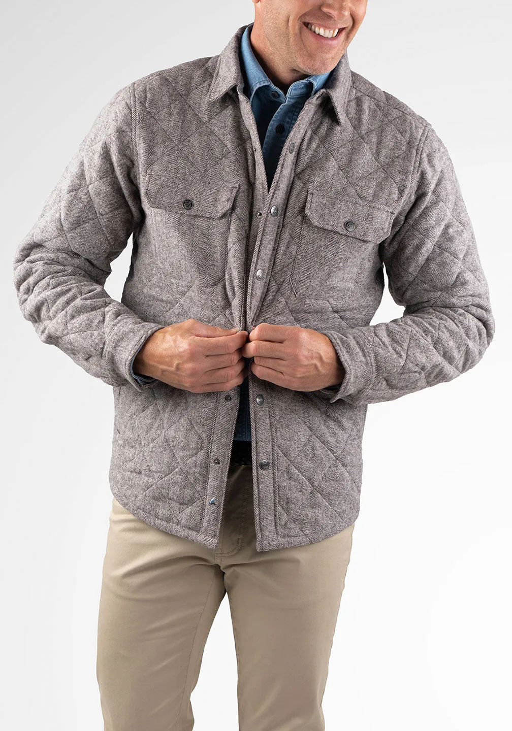 Heavyweight Herringbone Quilted Shirt Jacket