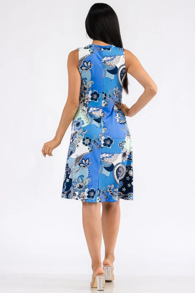 HH696X-PAISLEY - RELAXED FIT SLEEVELESS DRESS