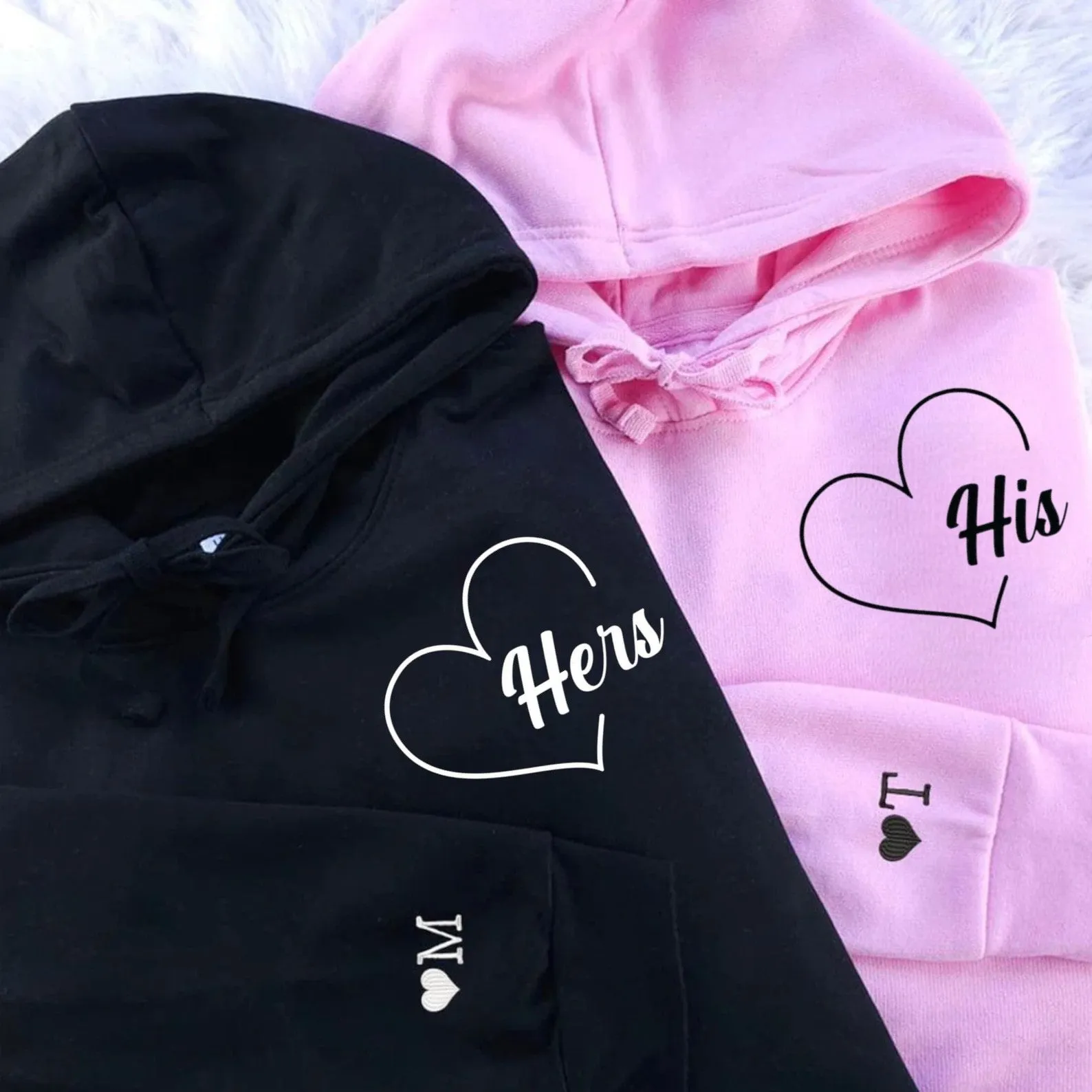 “His & Hers” Matching Couple Hoodies - Personalized Matching Sweatshirts For Couples