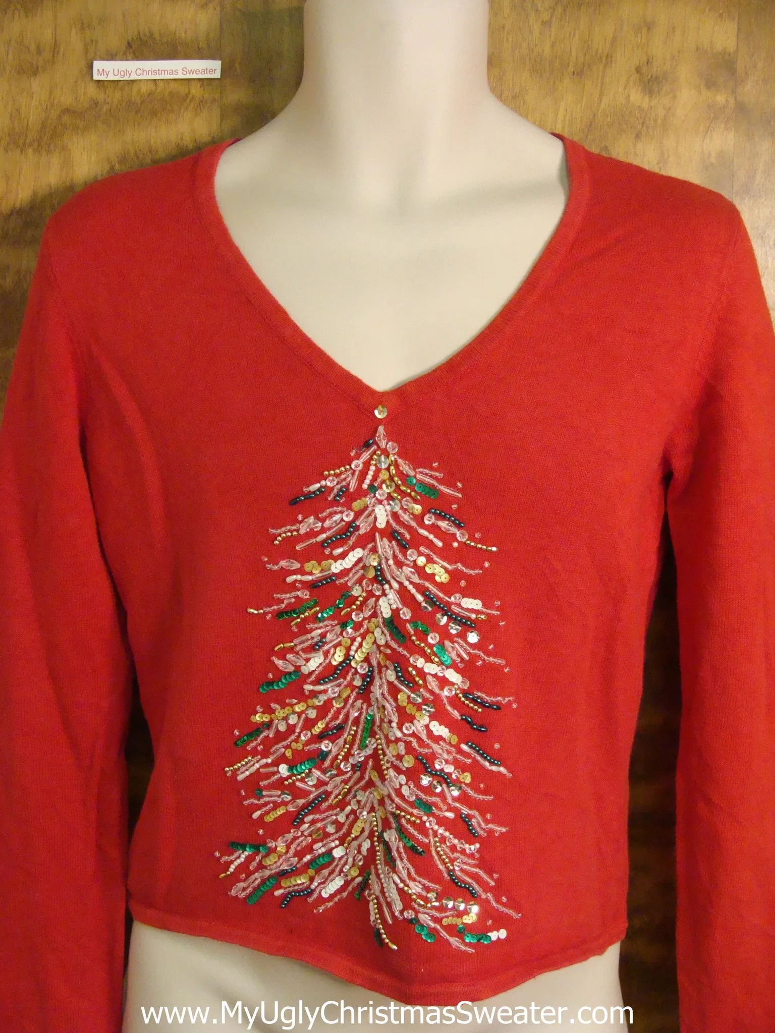 Holiday Sweater with Cute Bling Tree