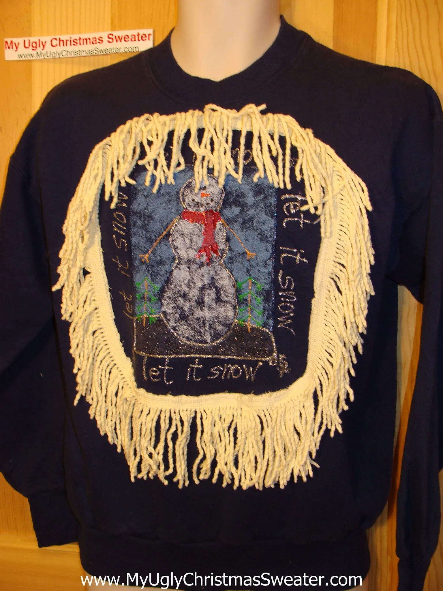 Horrible Funny Ugly Christmas Sweatshirt Snowman 'Let it Snow'