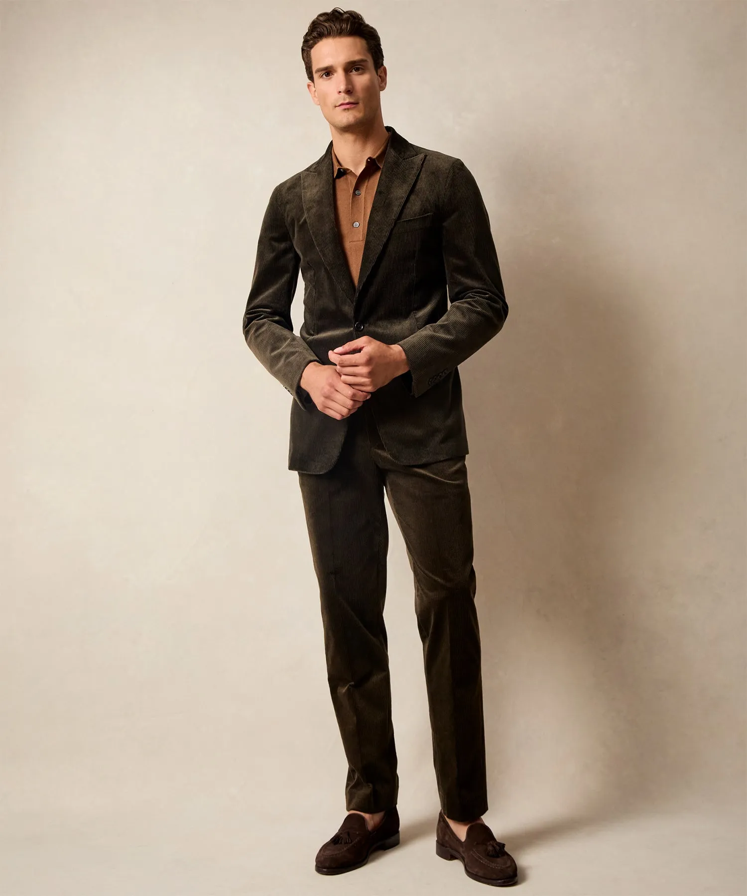 Italian Fine Wale Corduroy Sutton Jacket in Dark Brown