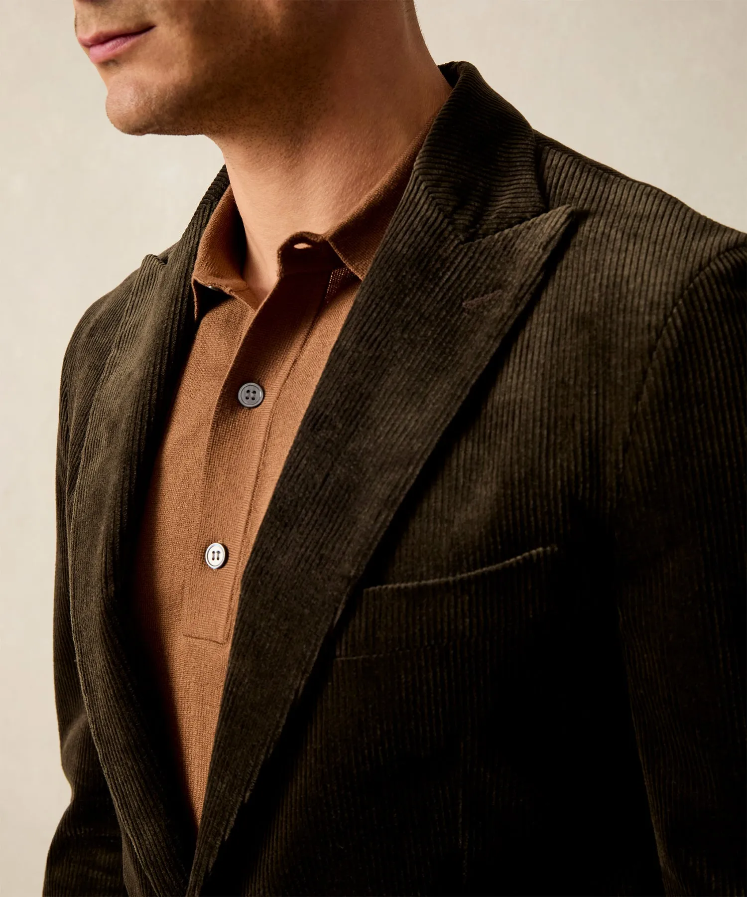 Italian Fine Wale Corduroy Sutton Jacket in Dark Brown