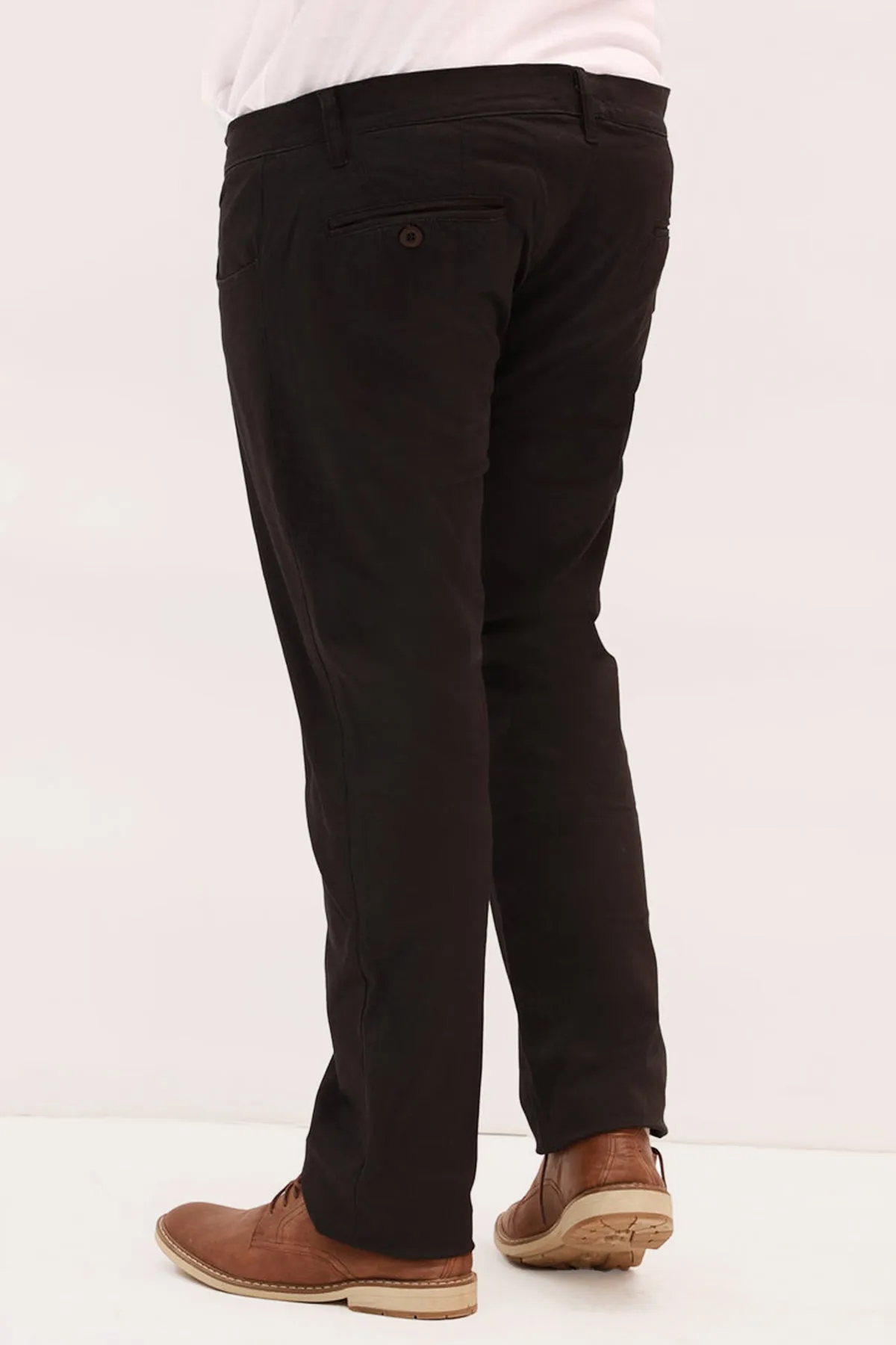 Jet Black Stretchy Cotton Chinos (Plus Size) - S22 - MC0016P