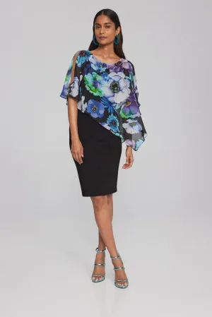 Joseph Ribkoff Floral Print Chiffon and Silky Knit Dress - 241768