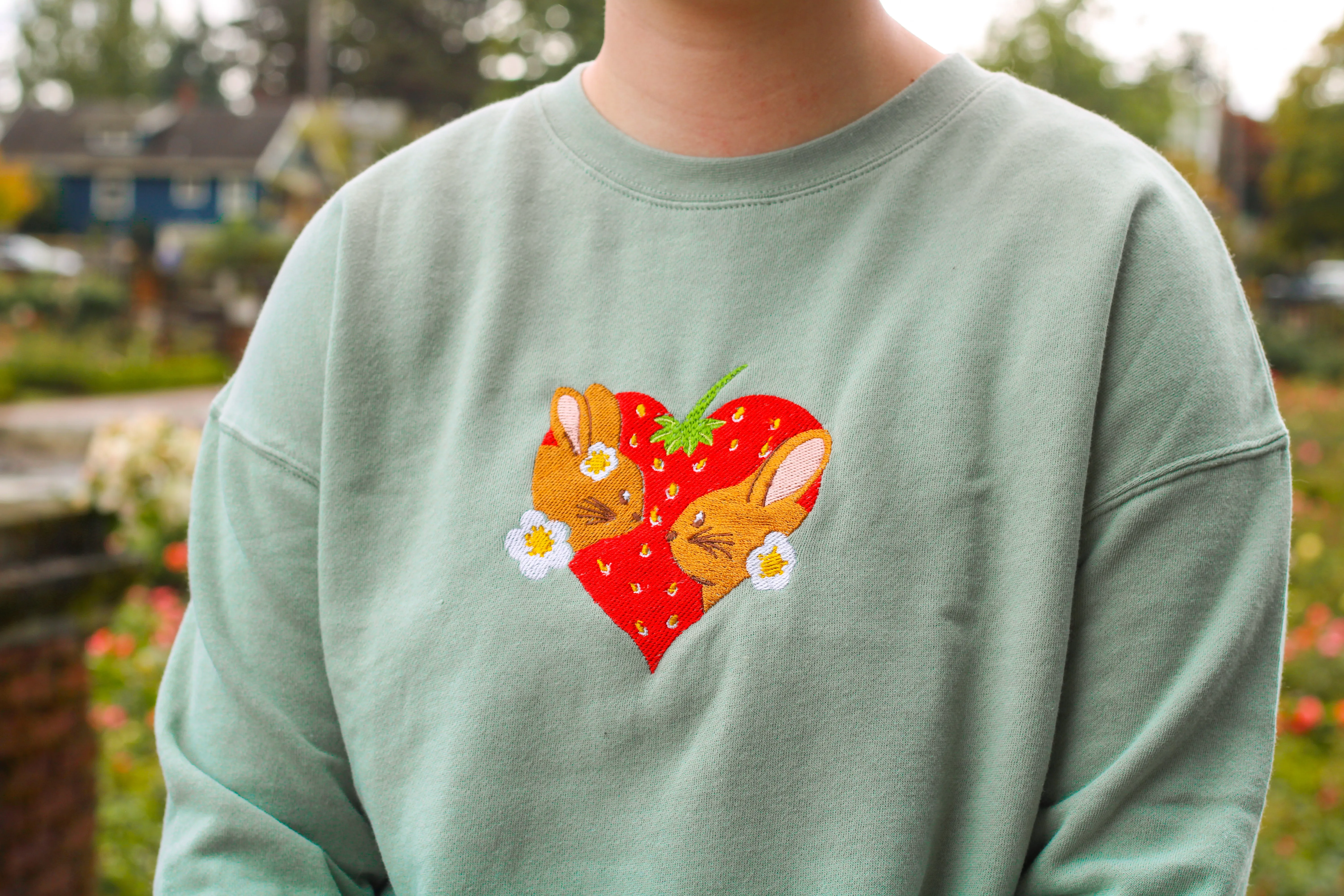 Kissing Bunnies Cropped Crew Neck Sweatshirt!