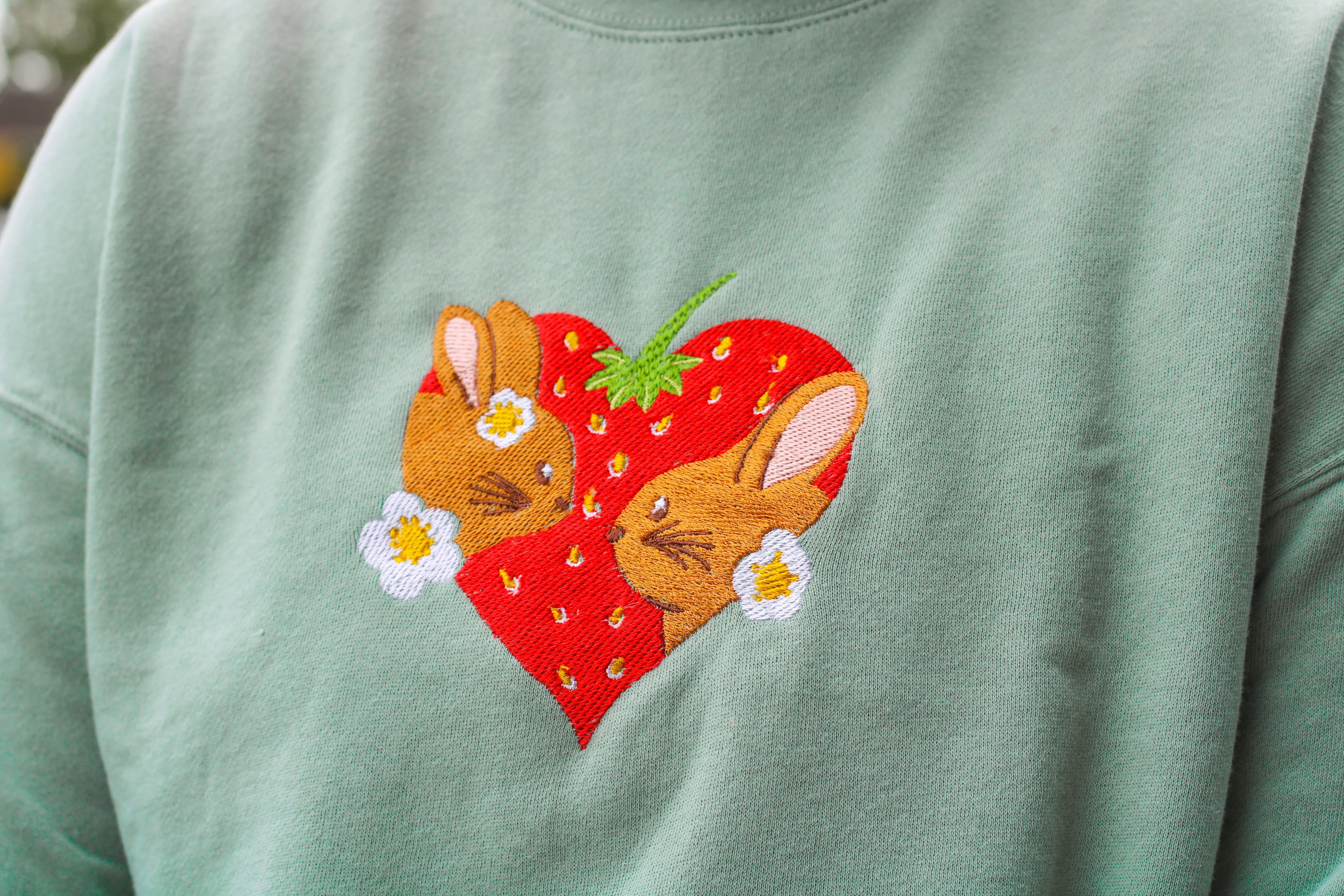 Kissing Bunnies Cropped Crew Neck Sweatshirt!