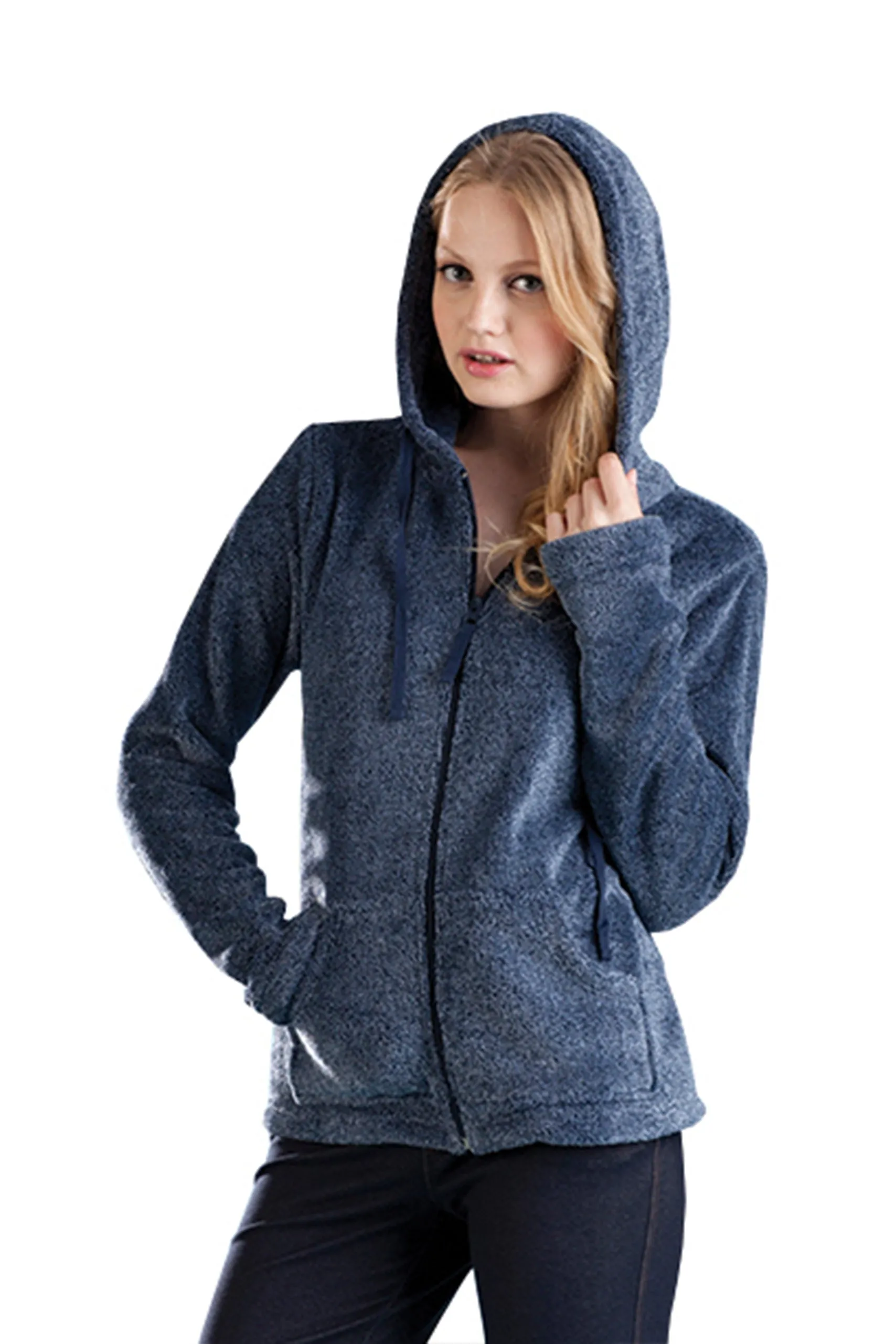 La Cera Plush Hooded Fleece Jacket