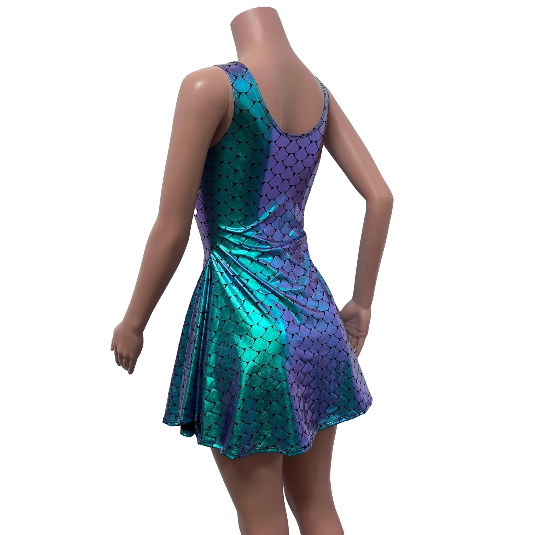 Lace-Up Open-Front Dress - Mermaid Holographic