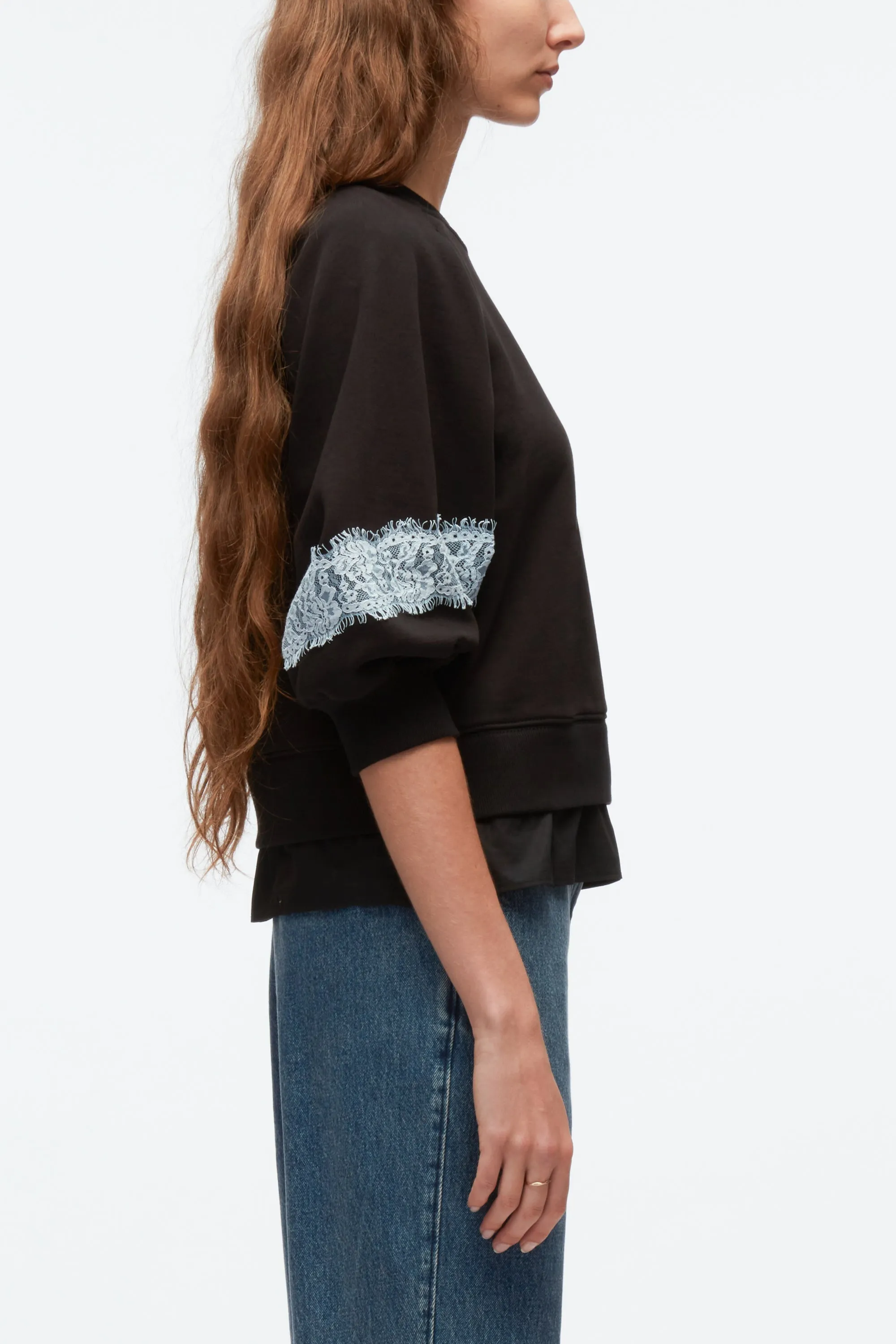 Lantern Sleeve Cotton Sweatshirt