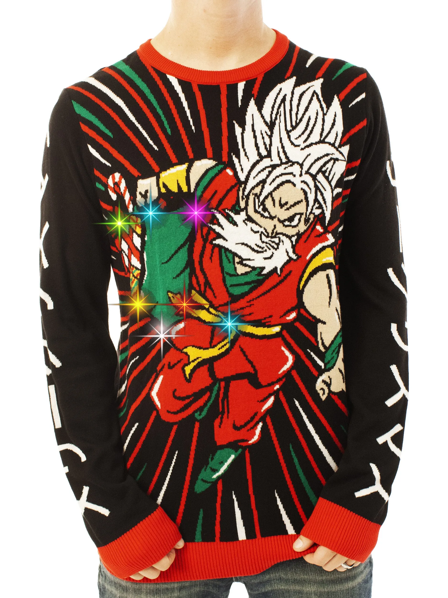 LIGHT UP- Anime Santa | Ugly Christmas Sweater For Men & Women | Unisex Sizing